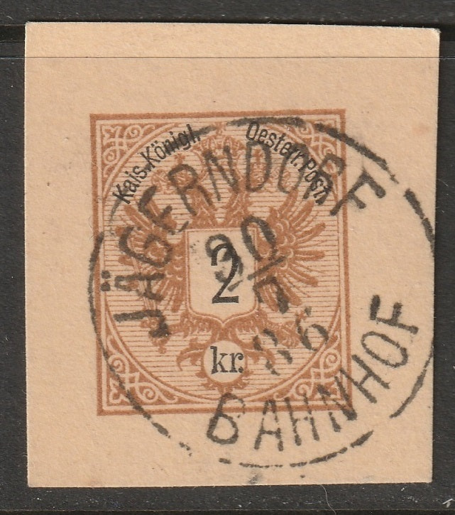 Austria 1883 Sc 41 used Jagerndorf Bahnhof (Krnov) CDS on piece