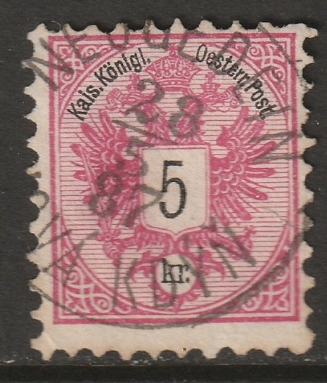 Austria 1883 Sc 43 used Neugedin/Kdyn (Kdyne) CDS