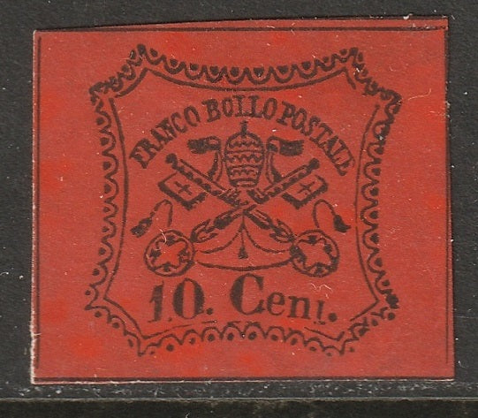 Italy Roman States 1867 Sc 15 MNG glazed paper