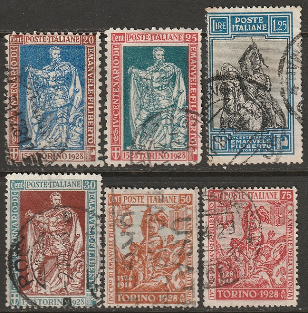 Italy 1928 Sc 201-2,203b,204-6 partial set used