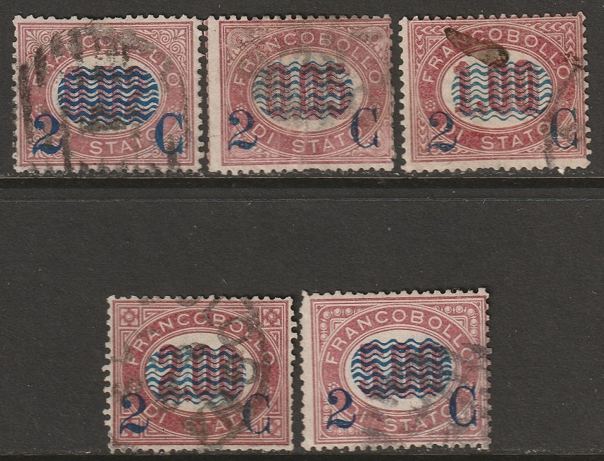 Italy 1878 Sc 37-8,41-3 partial set used