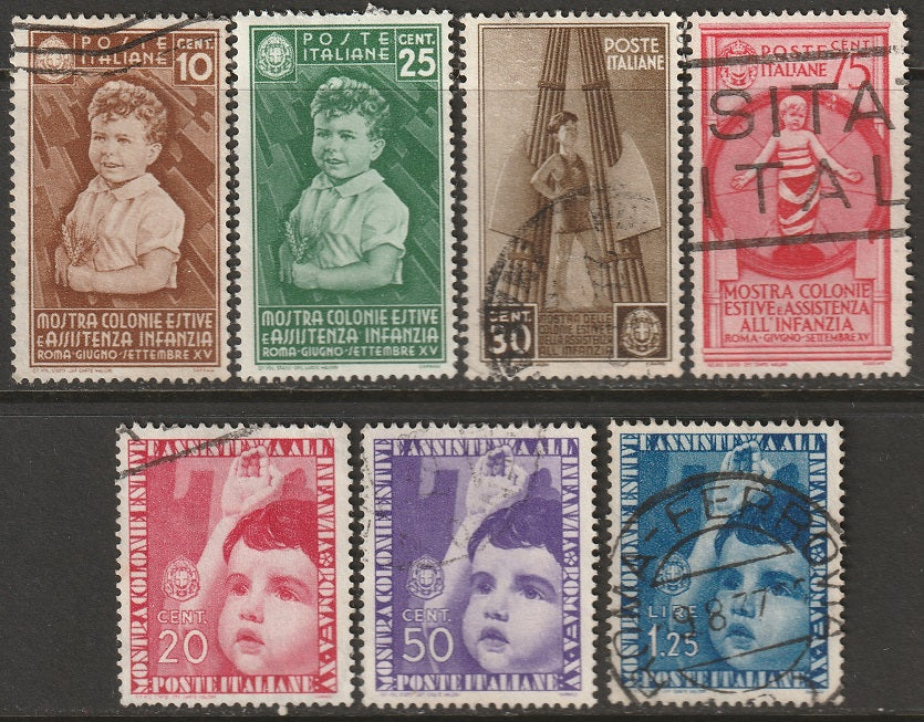 Italy 1937 Sc 367-73 partial set most used