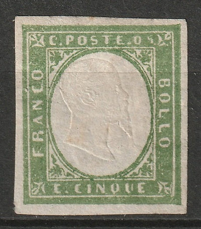 Italy Sardinia 1860 Sc 10b MNG olive green