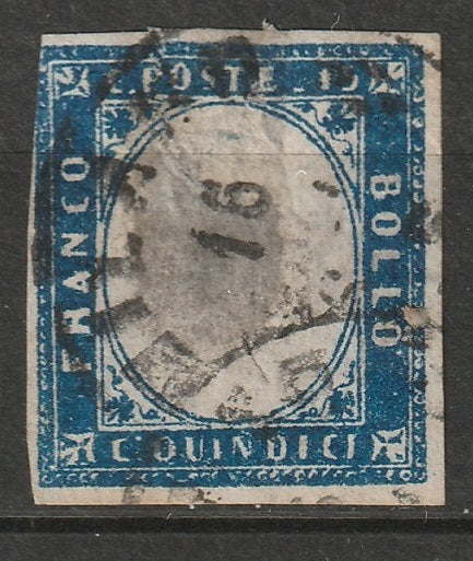 Italy 1863 Sc 22d used deep blue Milan CDS