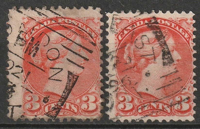 Canada 1888 Sc 41 used London/London East (Ontario) squared circle type I cancels