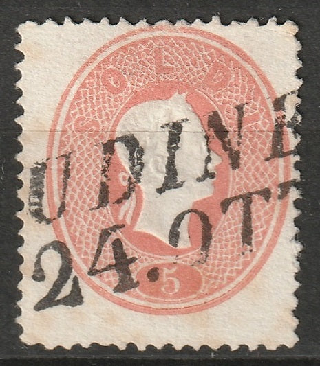 Lombardy Venetia 1861 Sc 13 used Udine cancel