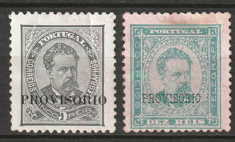 Portugal 1892 Sc 79-80 MNG 79 creased, 80 tinted