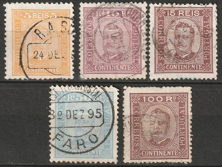 Portugal 1892 Sc 67-9,72a,75 partial set used