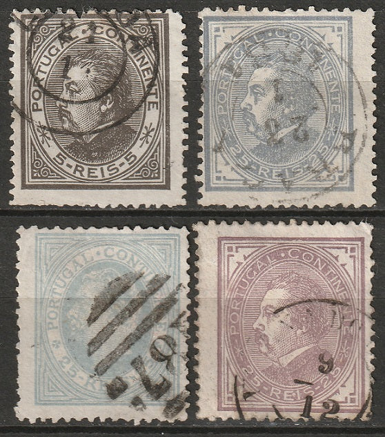 Portugal 1880 Sc 52-55 partial set used