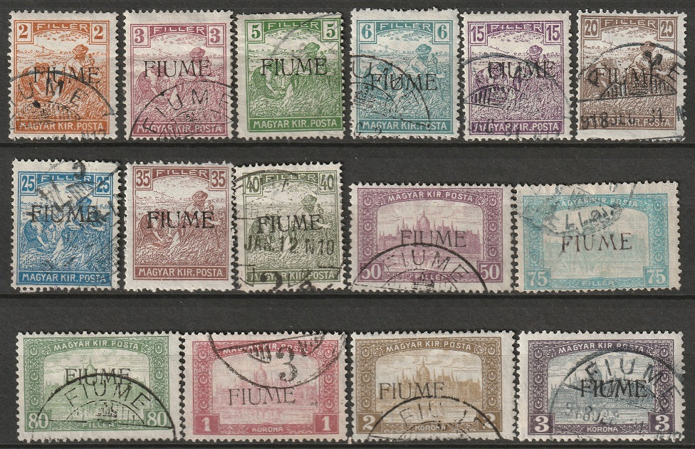 Fiume 1918 Sc 3-6,8-12,14-18 partial set most used