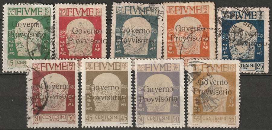 Fiume 1921 Sc 134-42 partial set most used