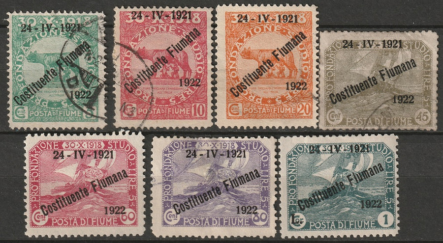 Fiume 1922 Sc 161-2,164-8 partial set MH/used