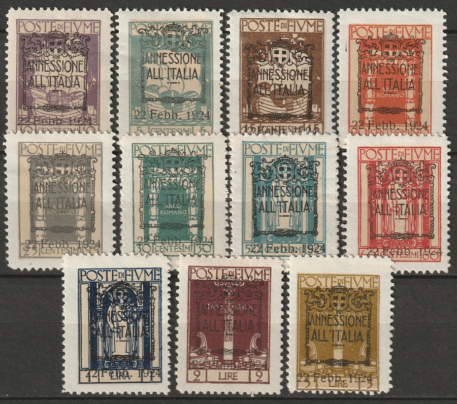 Fiume 1924 Sc 196-206 partial set MH