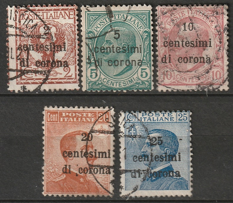 Austria 1919 Sc N65-9 Italian occupation partial set used