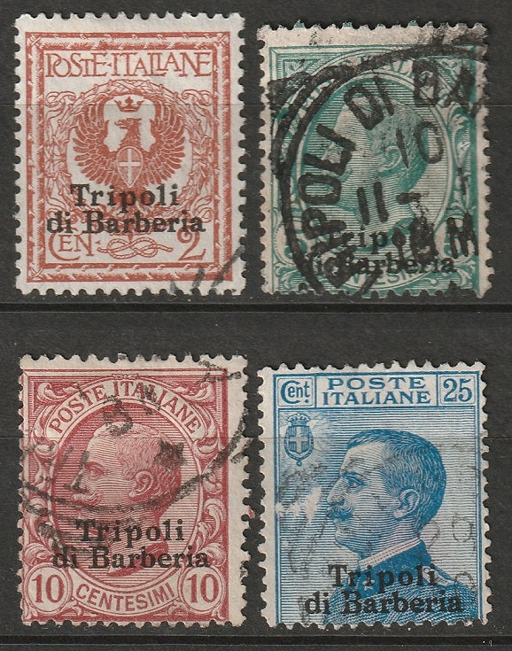 Italian Offices Tripoli 1909 Sc 3-6 partial set used