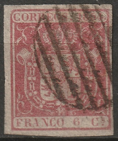 Spain 1854 Sc 32Ad used thin bluish paper