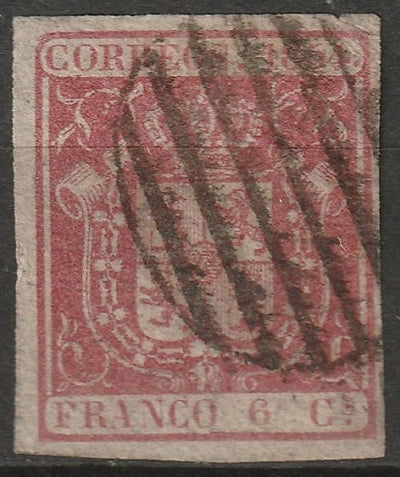 Spain 1854 Sc 32Ad used thin bluish paper