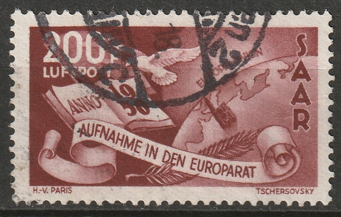 Saar 1950 Sc C12 air post used