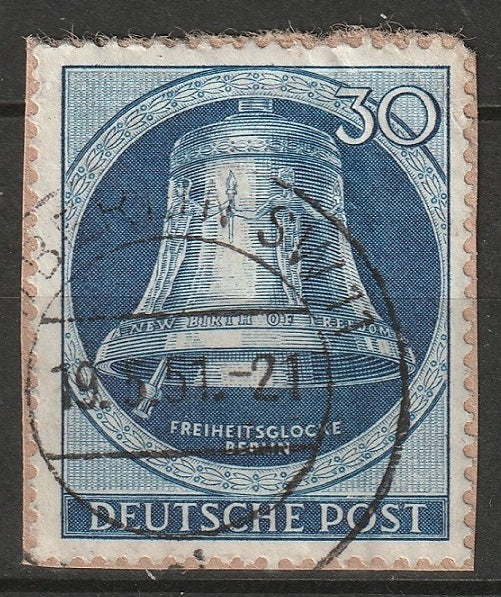 Berlin 1951 Sc 9N73 used on piece