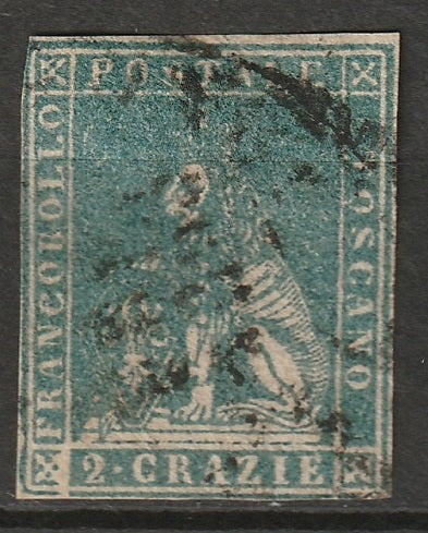 Italy Tuscany 1857 Sc 13a used greenish blue