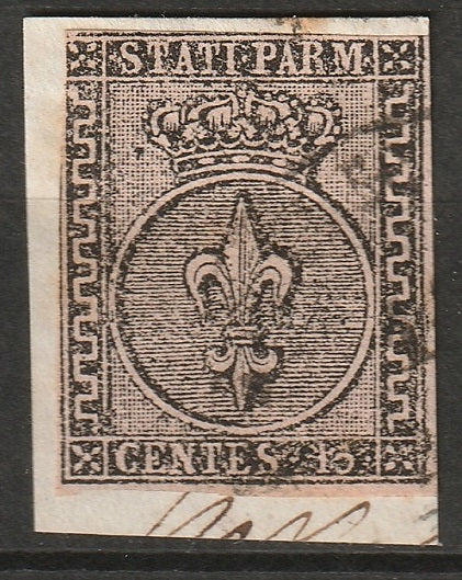 Italy Parma 1852 Sc 3 used on piece