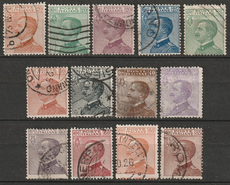 Italy 1908-27 Sc 97-107,109-10 partial set used