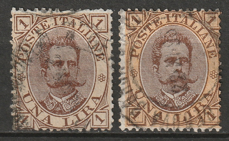 Italy 1889 Sc 56,56a used yellow & orange