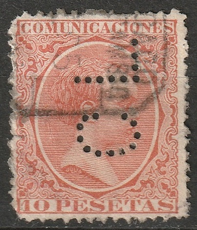 Spain 1889 Sc 270 used "CL" (Credit Lyonnais) perfin