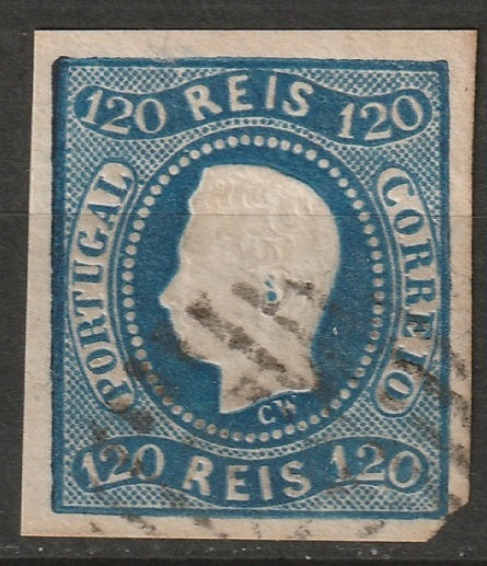 Portugal 1866 Sc 24 used clipped corner