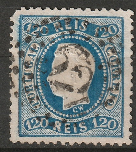 Portugal 1867 Sc 32 used 52 (Porto) cancel