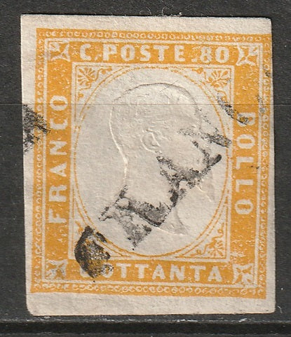 Italy Sardinia 1862 Sc 14 used orange yellow