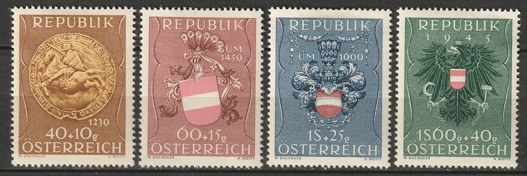 Austria 1949 Sc B264-7 set MH small gum marks/thin