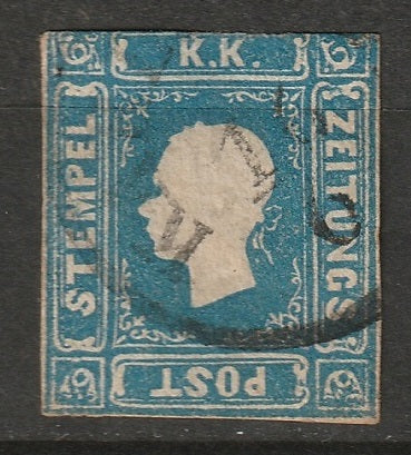 Austria 1858 Sc P5 newspaper used trimmed Karlsbad (Karlovy Vary)? CDS