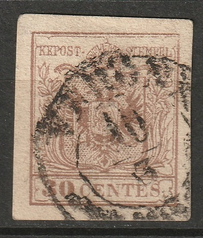 Lombardy Venetia 1850 Sc 5c used Verona CDS type I pale brown