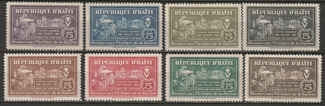 Haiti 1944 Sc RA1-8 postal tax set MNH**/MLH*