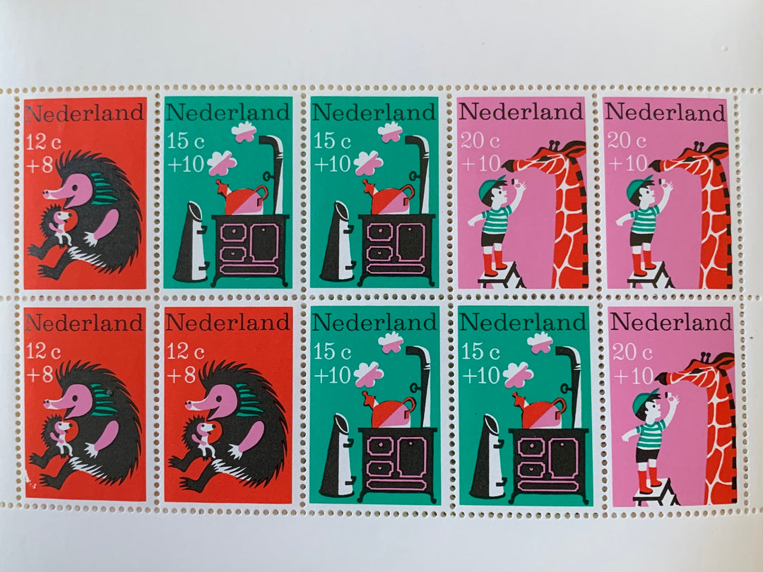 Netherlands- 10 Original Vintage Postage Stamps- 1967- Nursery Rhymes