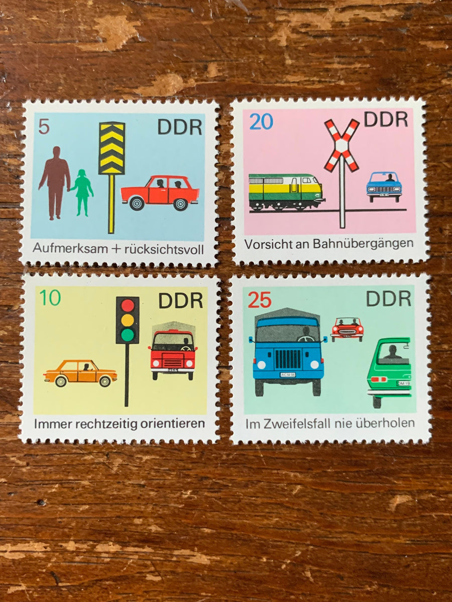 Germany (DDR) - Original Vintage Postage Stamps- 1969 Traffic Safety - for the collector, artist or crafter- journals, scrapbooks, collage