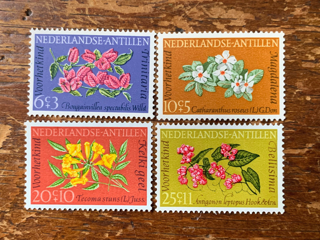 Netherlands Antilles- Original Vintage Postage Stamps-1964 Florals