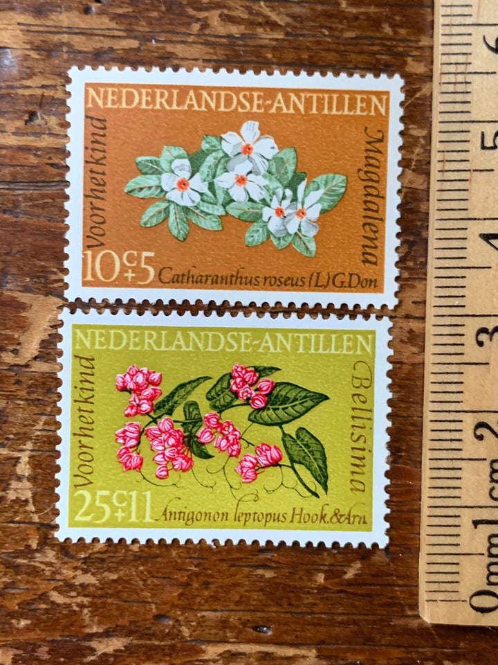 Netherlands Antilles- Original Vintage Postage Stamps-1964 Florals