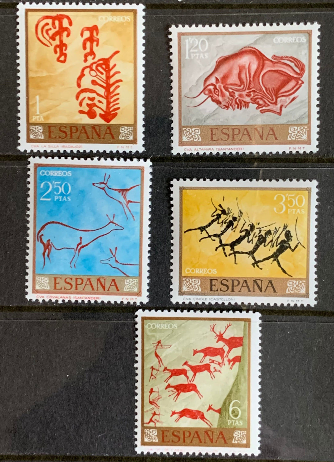 Spain - Original Vintage Postage Stamps- 1967 Cave Paintings - for the collector, artist or crafter, scrapbooks, decoupage