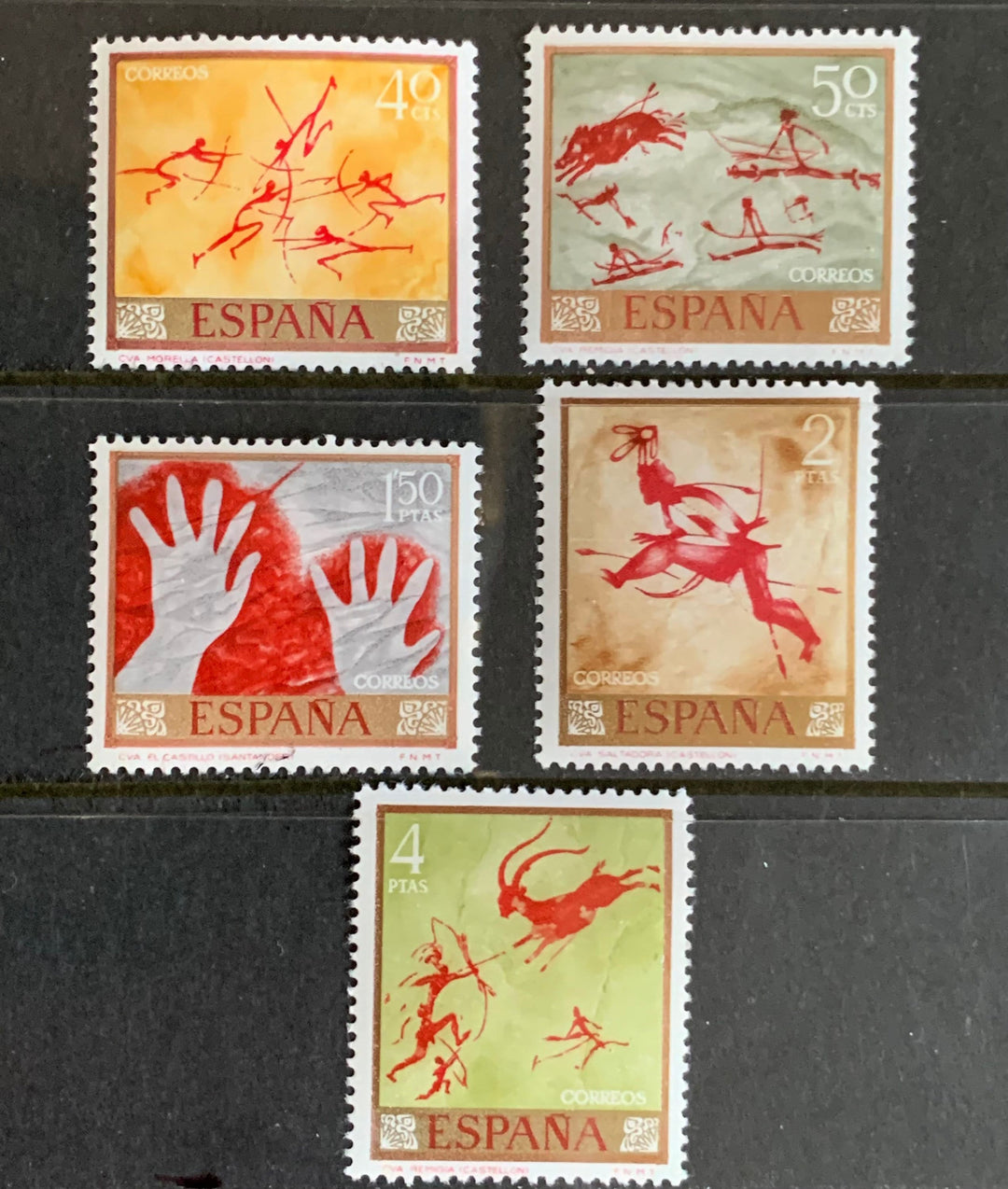 Spain - Original Vintage Postage Stamps- 1967 Cave Paintings - for the collector, artist or crafter, scrapbooks, decoupage