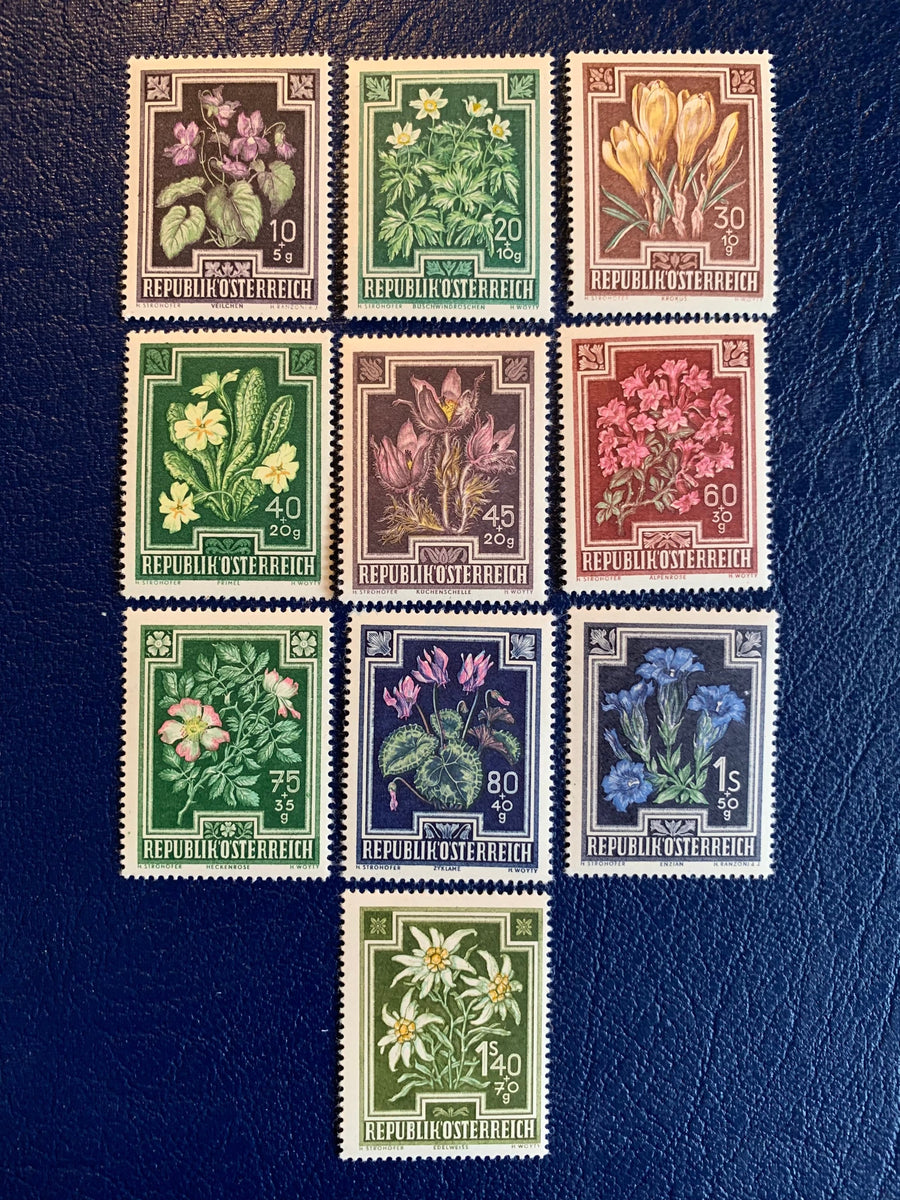 Austria - Original Vintage Postage Stamps- 1948 Flowers - for the collector, artist or crafter