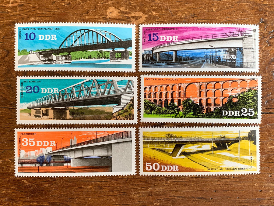 Germany (DDR) - Original Vintage Postage Stamps- 1976 - Bridges