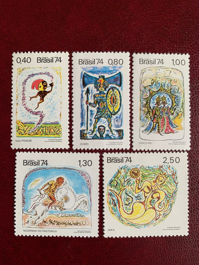 Brazil- Original Vintage Postage Stamps- 1974 Folklore -for the collector, artist or crafter