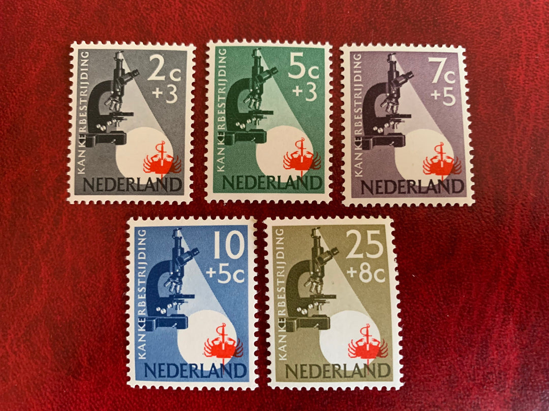 Netherlands - Original Vintage Postage Stamps- 1955 Microscopes - for the collector, artist, crafter - scrapbook, decoupage