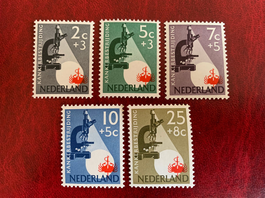 Netherlands - Original Vintage Postage Stamps- 1955 Microscopes - for the collector, artist, crafter - scrapbook, decoupage