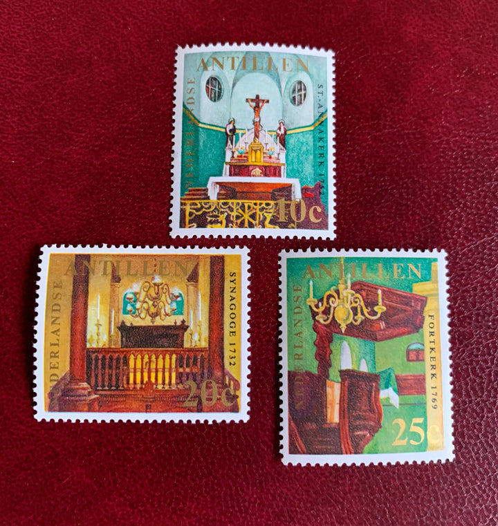 Netherlands Antilles- Original Vintage Postage  1970 Places of Worship