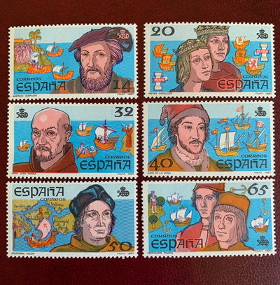 Spain - Original Vintage Postage Stamps- 1987 Explorers -  for the collector, artist or collector