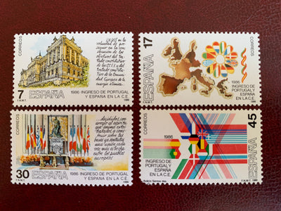 Spain - Original Vintage Postage Stamps- 1986 - Ingreso de Portugal y Espana for the collector, artist or collector