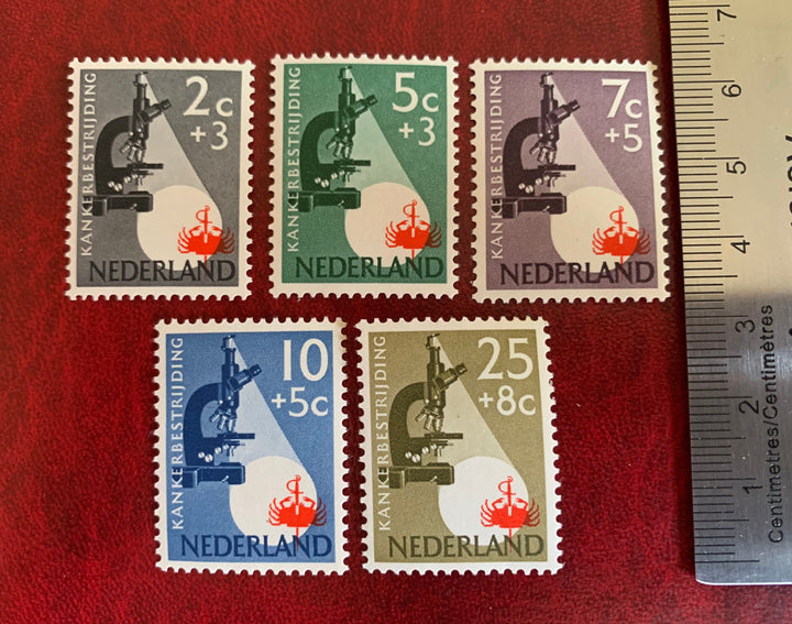 Netherlands - Original Vintage Postage Stamps- 1955 Microscopes - for the collector, artist, crafter - scrapbook, decoupage